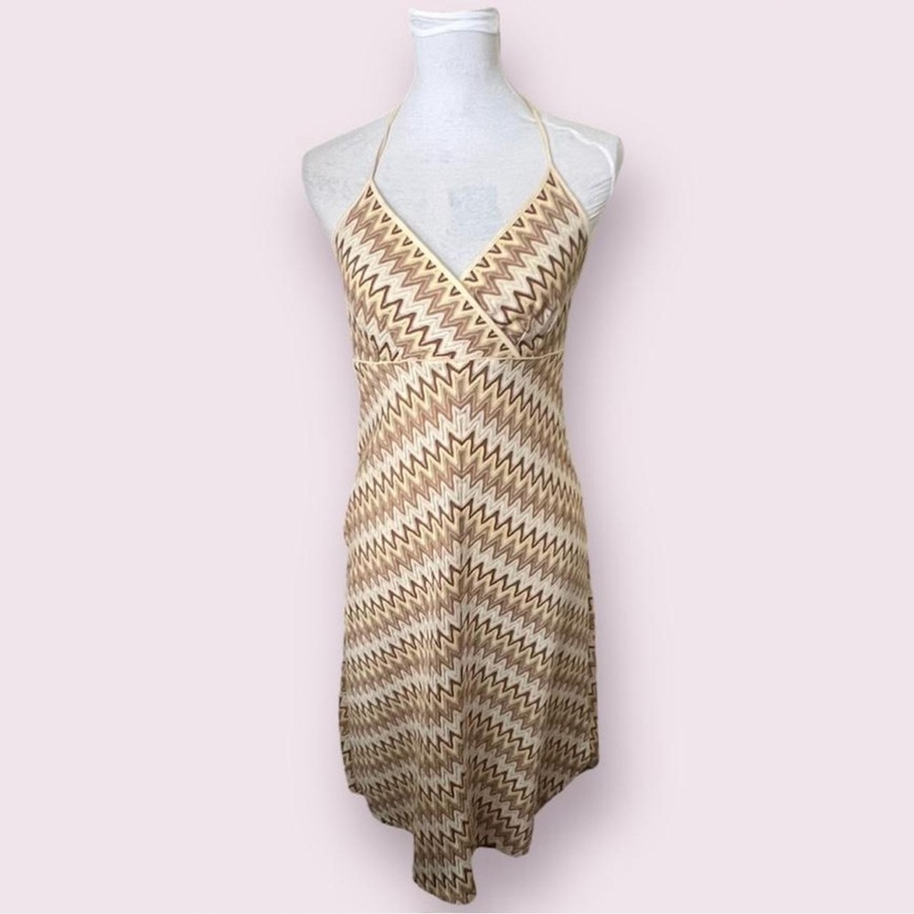Chevron Halter Neck Midi Dress Size 8